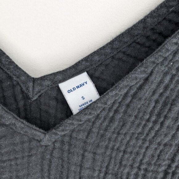 Old Navy Black Gauze Cotton Double V Neck Sleeveless Tank Top Women Small - Picture 3 of 8